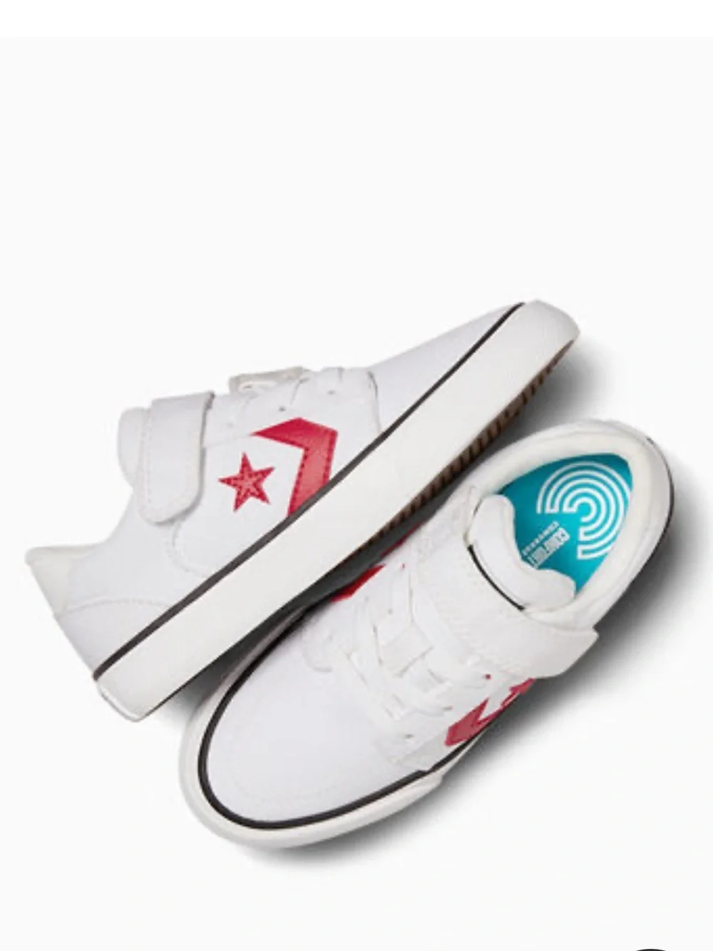 NWT Converse Belmont Kids Low Top Sneakers in White and Red Sz 10
